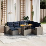 vidaXL Salon de jardin 8 Pièces avec coussins gris résine tressée