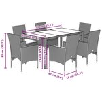 vidaXL Ensemble à manger de jardin et coussins 7 Pièces beige rotin verre