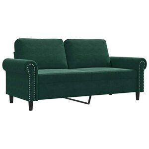 vidaXL Canapé à 2 places Vert foncé 140 cm Velours