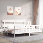 vidaXL Cadre de lit avec tête de lit blanc 200x200 cm bois massif