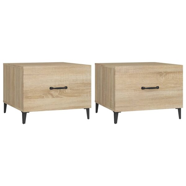 vidaXL Tables basses avec pieds en métal 2 Pièces Chêne sonoma 50x50x40cm