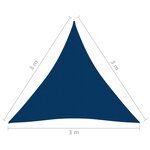 vidaXL Voile de parasol Tissu Oxford triangulaire 3x3x3 m Bleu