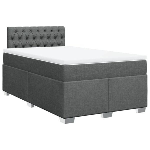 vidaXL Sommier à lattes de lit avec matelas Gris foncé 120x200cm Tissu