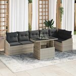 vidaXL Ensemble de canapé de jardin 7 Pièces Gris clair 100 x 55 x 73 cm