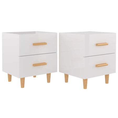 vidaXL Tables de chevet 2 Pièces Blanc brillant 40x35x47 5 cm