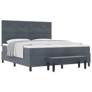 vidaXL Lit à ressorts avec tête de lit Gris foncé 200 x 180 cm Velours