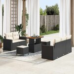 vidaXL Ensemble de canapé de jardin 8 Pièces Noir polyrotin