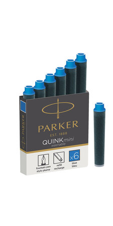 PARKER Quink 6 cartouches courtes pour Stylo plume  encre bleue effaçable