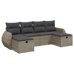 vidaXL Salon de jardin 6 Pièces avec coussins gris résine tressée