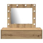 vidaXL Table de maquillage murale avec lumières LED Chêne artisan