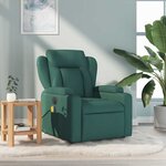 vidaXL Fauteuil de massage inclinable Vert foncé Tissu