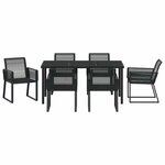 vidaXL Ensemble de salle à manger pour jardin 7 Pièces Noir Poly rotin