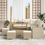 vidaXL Ensemble de canapé de jardin 9 Pièces Beige polyrotin