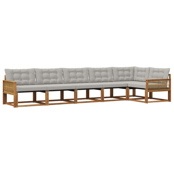 vidaXL Ensemble de canapés d'extérieur 6 pc Naturel et gris clair