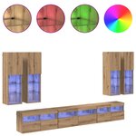 vidaXL Ensemble de meuble TV mural Montage mural 7 Pièces Chêne artisanal