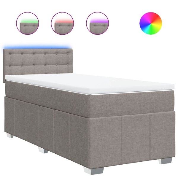vidaXL Sommier à lattes de lit avec matelas Taupe 80x200 cm Tissu