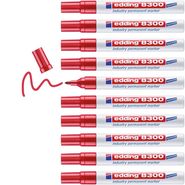 Marqueur Permanent Spécial Industrie 8300 Rouge Pointe Ronde 1 5-3 mm x 10 EDDING
