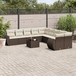 vidaXL Salon de jardin et coussins 11 Pièces marron résine tressée