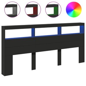 vidaXL Armoire tête de lit avec LED noir 220x17x102 cm