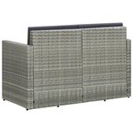 vidaXL Canapé de jardin à 2 places avec coussins Gris Résine tressée