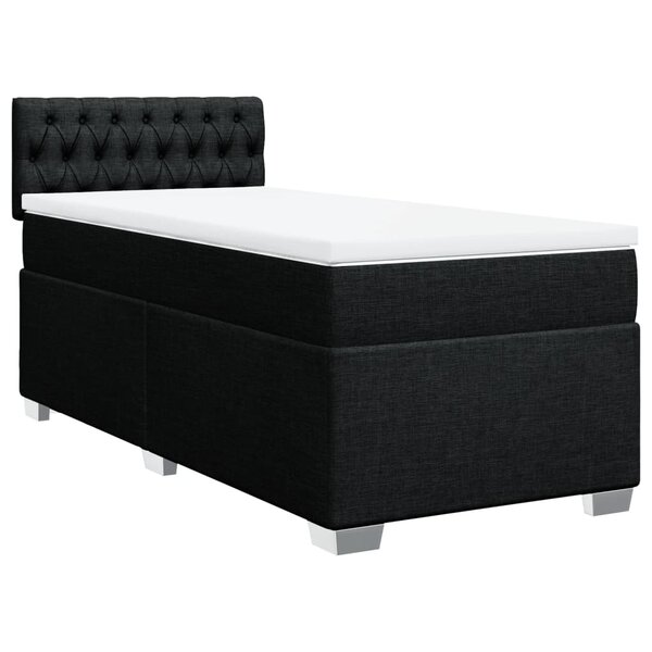 vidaXL Sommier à lattes de lit et matelas Noir 80x200 cm Tissu