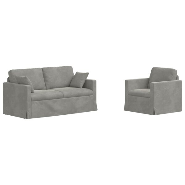 vidaXL Ensemble de Canapés 2 pc Gris clair Velours
