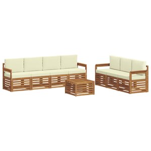 vidaXL Ensembles de canapés 8 pc Naturel et Crème Bois d'Acacia Massif