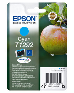 Epson singlepack cyan t1292 durabrite ul t1292 cartouche dencre cyan haute capacite 7ml 1-pack rf-am blister