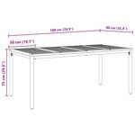 vidaXL Tables de jardin Naturel et noir 180 x 90 x 75 cm