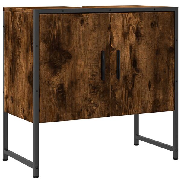 vidaXL Armoire lavabo de salle de bain chêne fumé 60x33x60 cm