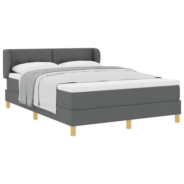 vidaXL Lit à ressorts avec matelas Gris foncé 140 x 190 cm tissu