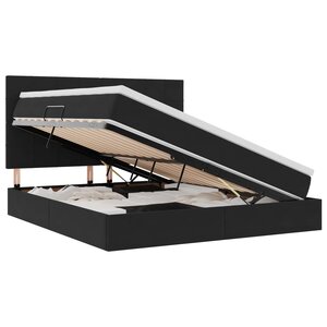 vidaXL Lit de rangement LED avec matelas Noir 160 x 200 cm Velours
