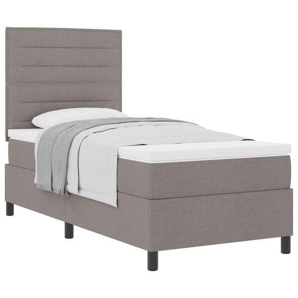vidaXL Lit à ressorts avec tête de lit Taupe 90 x 200 cm tissu