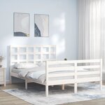 vidaXL Cadre de lit avec tête de lit blanc 140x200 cm bois massif