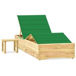vidaXL Chaise longue de jardin avec table et coussin Pin imprégné