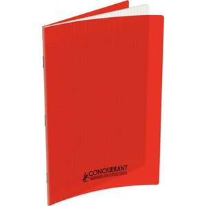 Cahier 48 pages seyès 90 g  couverture polypropylène rouge  format 21 x 29 7 cm CONQUERANT
