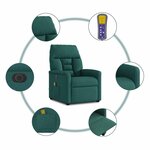 vidaXL Fauteuil de massage inclinable électrique Vert foncé Tissu