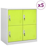 vidaXL Armoires à casiers 5 Pièces Gris clair et vert 90x45x92 5 cm Acier
