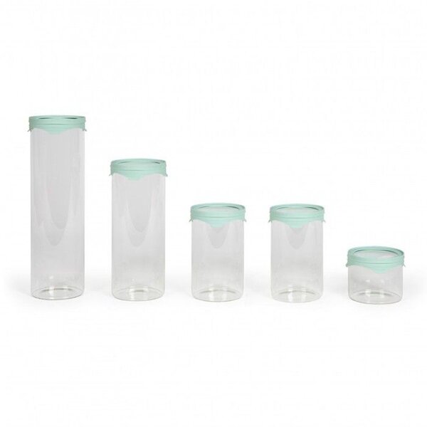 5 bocaux de conservation 450 ml - Verre borosciliate - Couvercle en silicone et verre