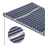 vidaXL Auvent manuel rétractable avec LED 350x250 cm Bleu et blanc