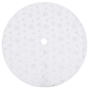 vidaXL Jupe de sapin de Noël de luxe blanche 90 cm en fausse fourrure