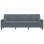 vidaXL Canapé 3 places avec oreillers gris foncé 210 cm velours