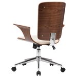 Chaise fauteuil siège pivotante de bureau informatique étude similicuir et bois courbé crème 02_0024097