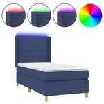 vidaXL Sommier à lattes de lit matelas et LED Bleu 90x190 cm Tissu