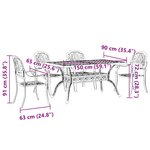 vidaXL Ensemble manger de jardin 5 Pièces bronze aluminium coulé
