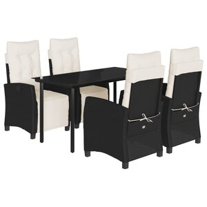 vidaXL Ensemble à manger de jardin coussins 5Pièces Noir Résine tressée