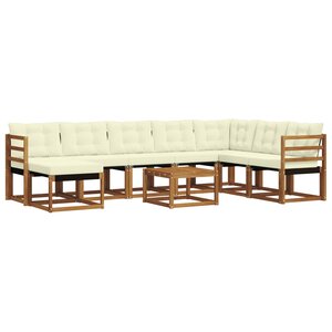 vidaXL Ensemble de canapés d'extérieur 9 pc Naturel et Crème