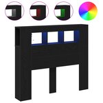 Tête de lit de rangement vidaXL avec lumières LED Chêne noir 120x18 5x103 5 cm