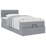 vidaXL Cadre de lit ottoman et matelas gris clair 90x190 cm tissu