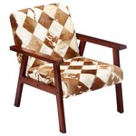 vidaXL Fauteuil blanc et marron cuir véritable de chèvre
